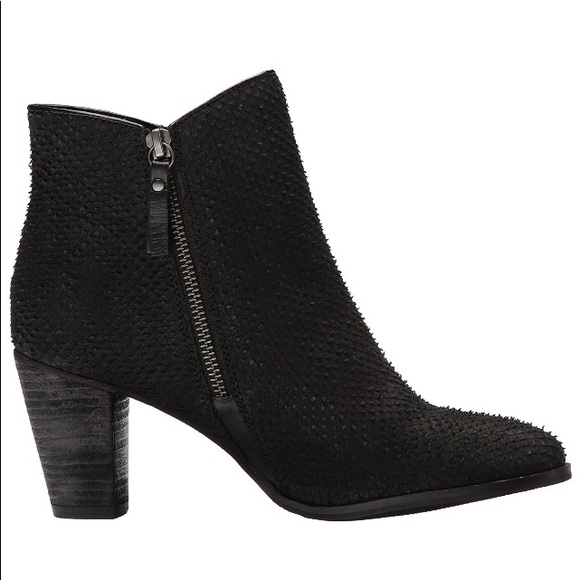 MIA Shoes - Mia Maddock Women’s Black Leather Textured Booties